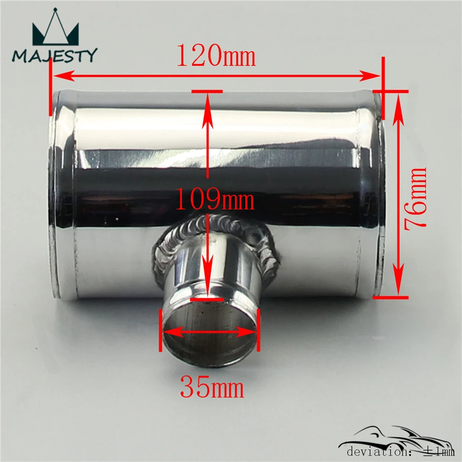 

3" to 3" T-Pipe Aluminum Pipe 76mm To 76mm T Shape Tube Pipe for 35mm ID BOV 3