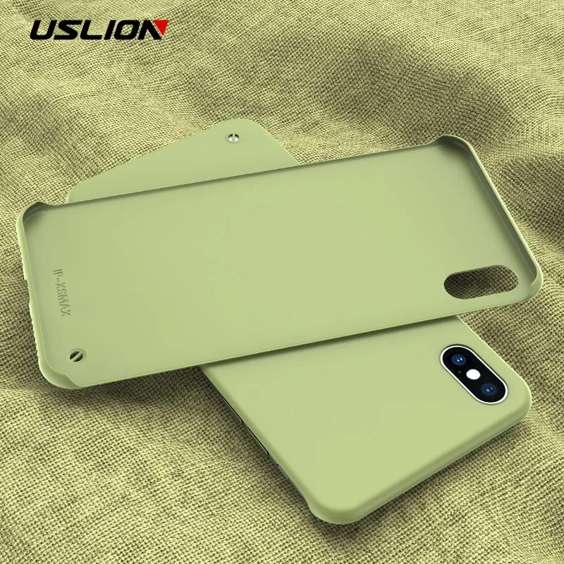 Бескаркасный чехол USLION ярких цветов для iPhone X, XR, XS, Max, 11 Pro, матовый чехол для телефона, для iPhone 11, Pro, Max, 7, 8, 6, 6S Plus, Ультратонкий Жесткий чехол из поликарбоната
