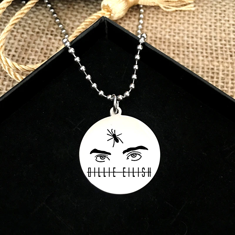 3 Billie Eilish ожерелье с подвеской из нержавеющей стали, круглая цепочка, ожерелье, подарки для фанатов - Окраска металла: 3