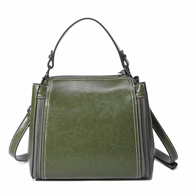Famous Brand Design Female Bag Double Zipper Women Fashion Handbags Genuine Leather Vintage Shoulder Bags Ladies Crossbody | Багаж и сумки