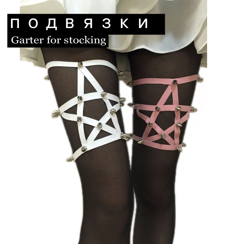 

Sexy Fashion Harajuku Garter Women Leg Belts Leather 2016 Rivet Rock Punk Garter
