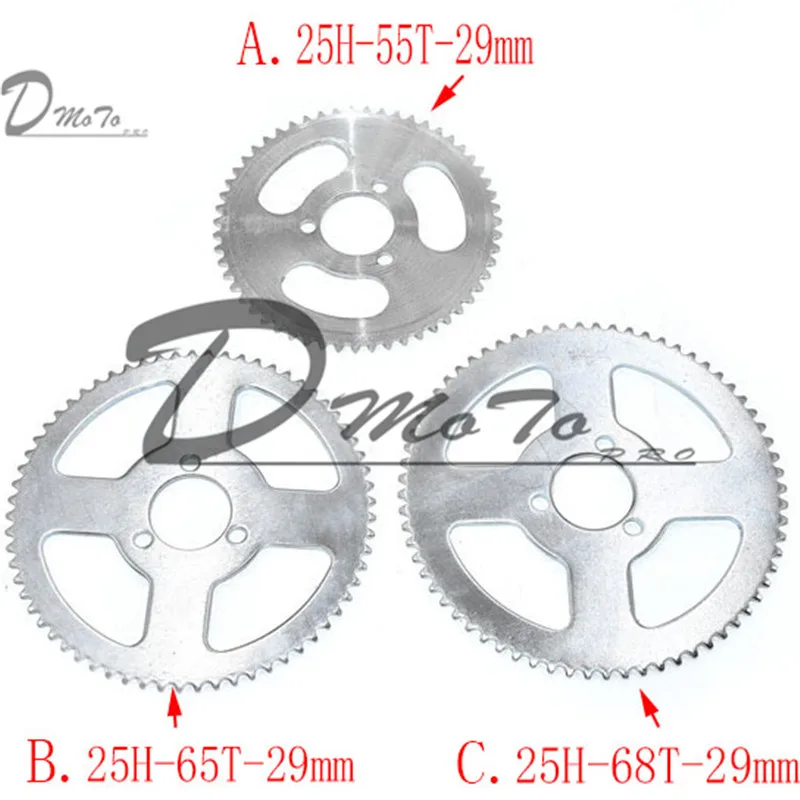 55T 65T 68T 25H 29 мм Задняя звездочка мини мотоцикл ATV Quad Dirt Pit Pocket Bike Cross 47cc 49cc