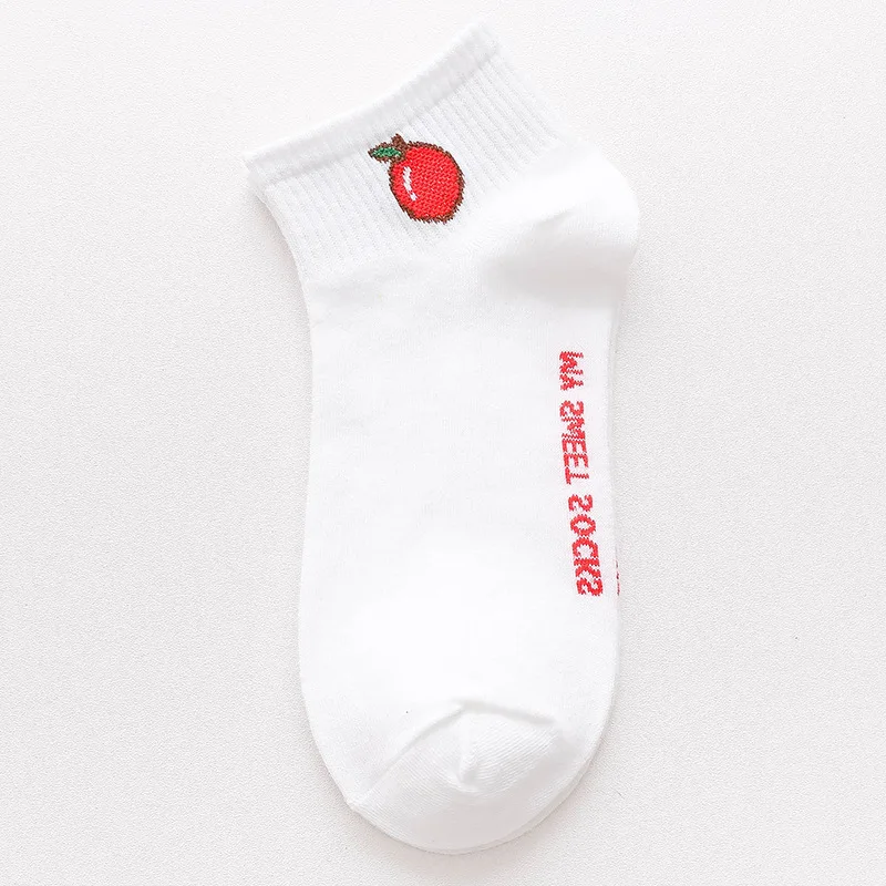 Женские носки, хлопковые носки, короткие, Харадзюку, Chaussette Femme Courte Calcetines Mujer Divertido, хипстерские, для скейтборда, до лодыжки, забавные, кавайные - Цвет: Apple