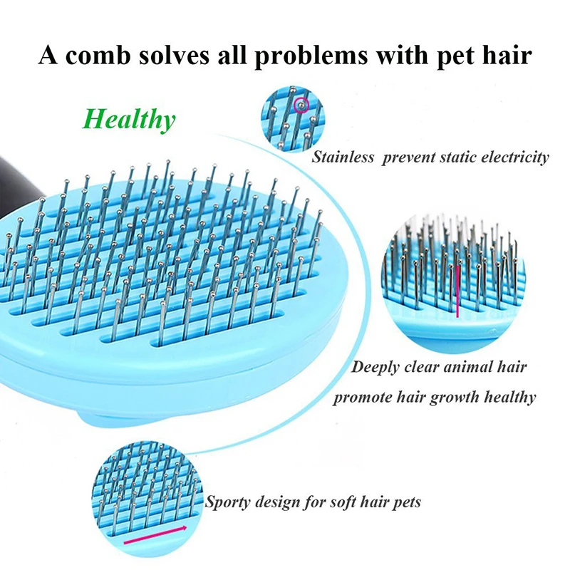 Dog Cat Comb Shedding Tool Brush Comb Rake Pet Fur Grooming Quick Clean Short Hair Remover Pet Massage Bath Brush Dog Supplies