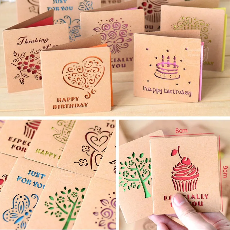 5 шт. складной Бумага поздравительные открытки с днем рождения наилучшими