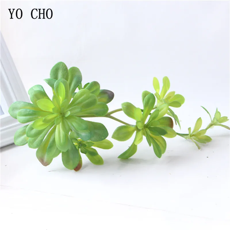 

YO CHO 1PC 2 Head Artificial Lotus Succulents Micro Landscape For Party Home Tropical Decor DIY Fake Grass Artificial Flower