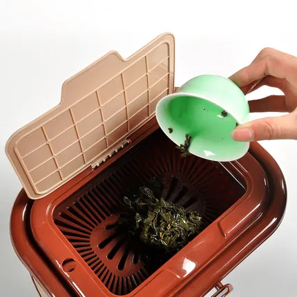 

Plastic tea bucket long square tea barrels with covered tea slag barrels liner filter trash tea ceremony