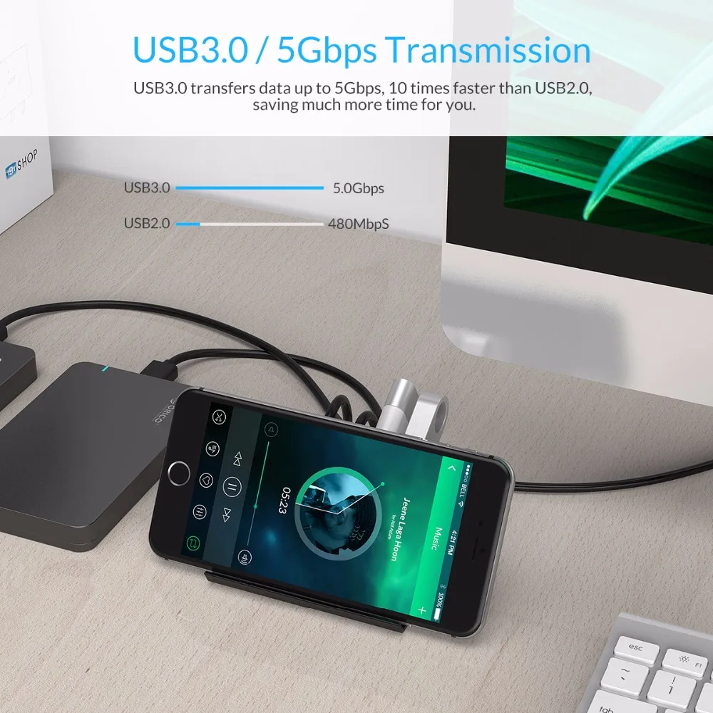 ORICO usb-хаб высокоскоростной мини 4 порта USB2.0/USB3.0 концентратор для настольного