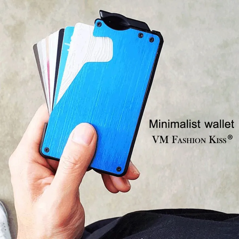Тонкий кошелек VM FASHION KISS из алюминиевого сплава кредитница с защитой от