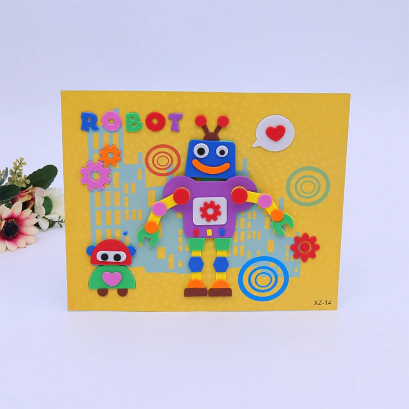 Подвижные DIY мультфильм 3D стикеры с пеной эва 20 дизайнов головоломки серии