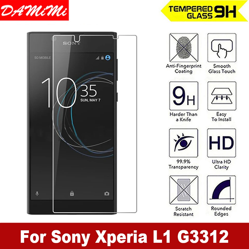 9 H 2.5D Экран протектор Закаленное Стекло для Sony Xperia L1 спереди fil Взрывозащищенный