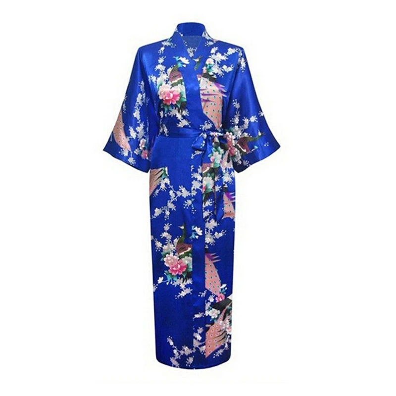 Пикантный женский шелковый халат с цветочным рисунком ночная рубашка принтом