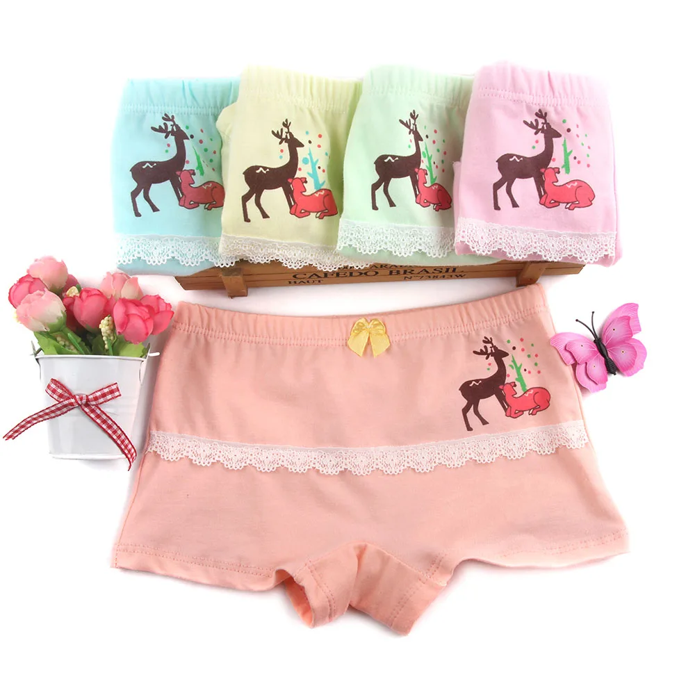 

5 pcs/lot Children's cotton underwear female cartoon printed baby girls underwear boxer briefs panties 2-10Y Girls Briefs Pantie