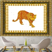 nordic style gold leopard bohemia yellow tapestry vintage animals tapestries retro panther wall hanging home decor gn papaya