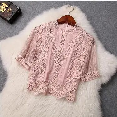 2019 summer women's new wooden ear short lace top + cake mesh skirt two-piece suitT3579 | Женская одежда