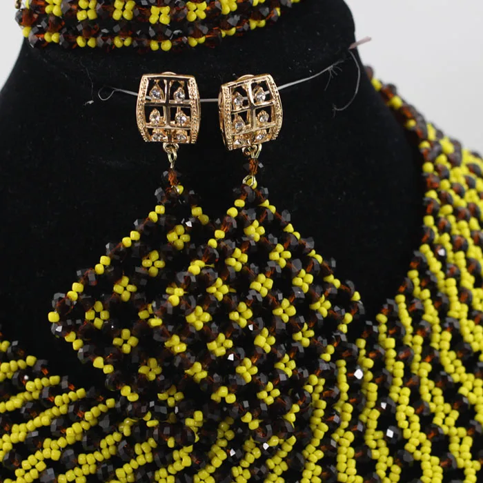 2017 Королевский синий нигерийский Свадебный набор ювелирных изделий с крупными