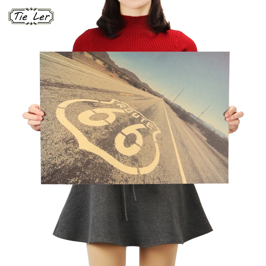 TIE LER Route 66 ретро постер из крафт бумаги жестяные знаки настенная живопись для дома