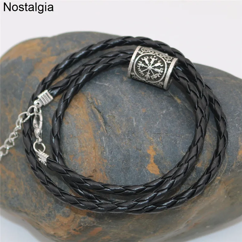 Скандинавский бисер с рунами Valknut Vegvisir троица символ мужской браслет, Викинг ювелирные изделия для женщин - Окраска металла: Vegvisir Silver