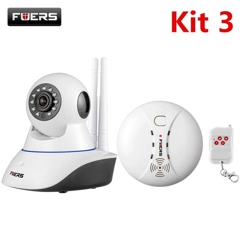 Fuers WiFi ip-камера домашняя охранная система дыма пожарный детектор сигнализация IOS/Android приложение дистанционное управление сетевая сигнализация - Цвет: KIT 3