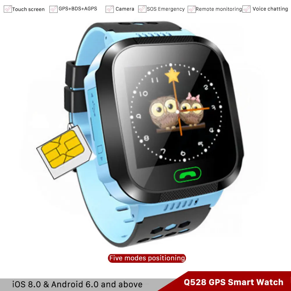 Q528 детские часы телефон с sim картой SOS gps системой слежения анти потеря безопасный