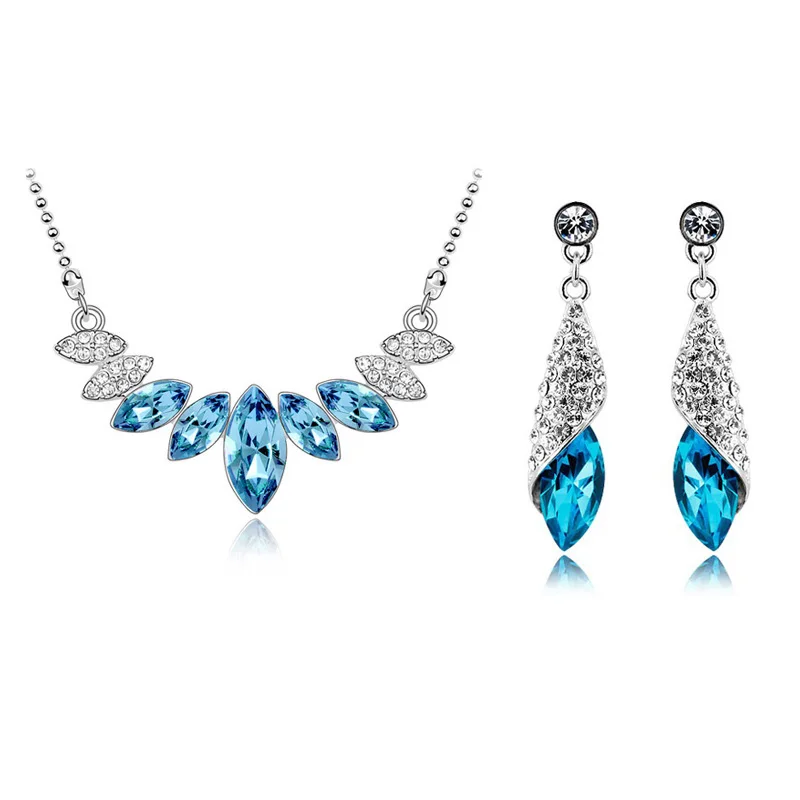 Ожерелье и серьги подвески с австрийскими кристаллами|necklace earrings jewelry set|fashion setjewelry