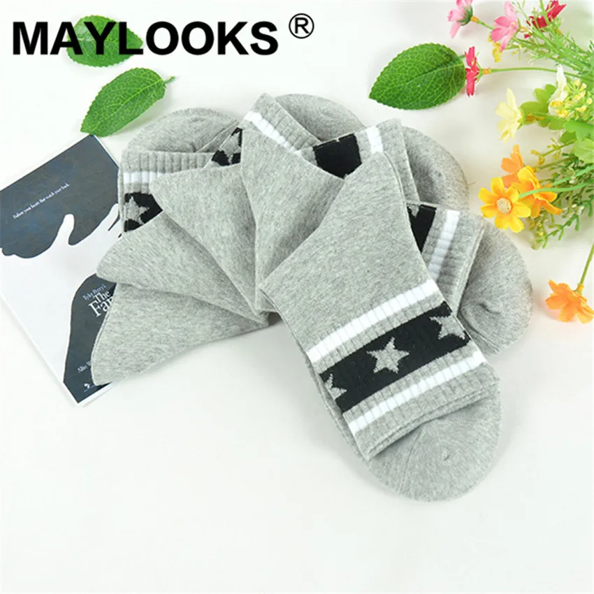 Maylooks/женские хлопковые носки в Корейском стиле полоску со звездами W271|Носки| |