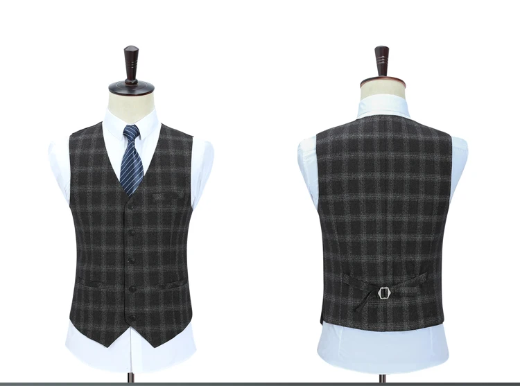 LONMMY двубортный для мужчин S пиджак плед полиэстер 100% 3 шт./компл. Slim fit пиджаки