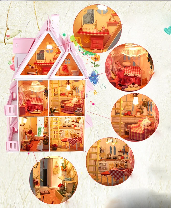Mylb Новые DIY кукольные домики большого размера трехслойный Кукольный дом большой миниатюрный кукольный домик мебель набор подарок на день рождения игрушки для детей