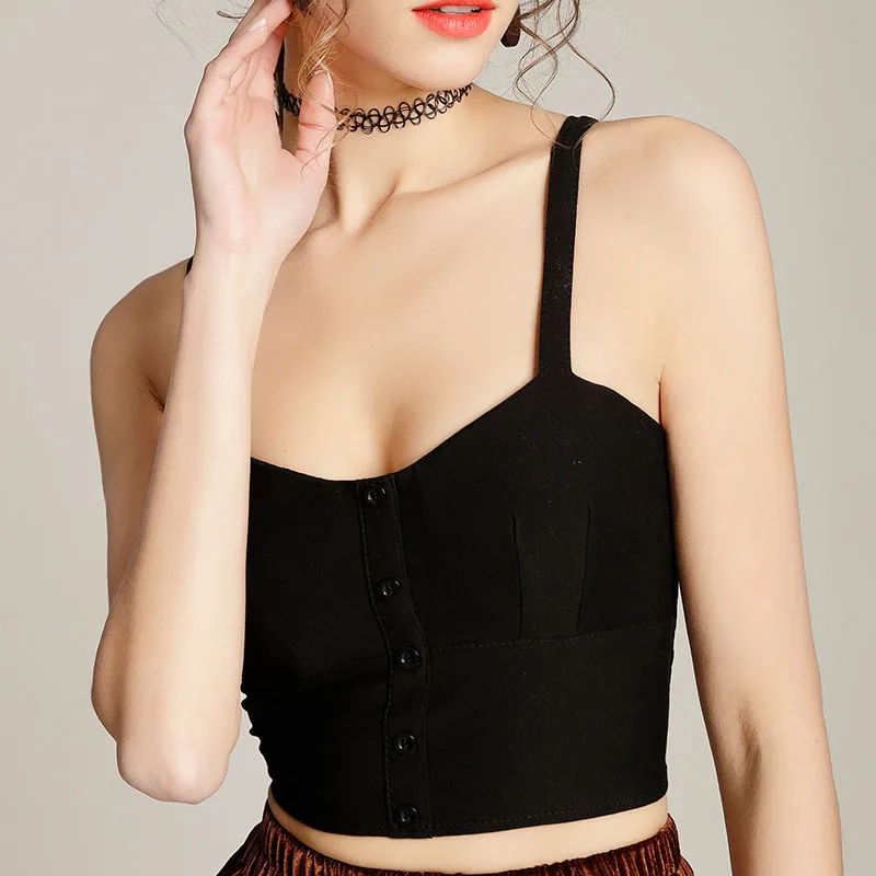 Топы с нагрудным подкладом ремень жилет женский 2019 лето новая Корейская версия