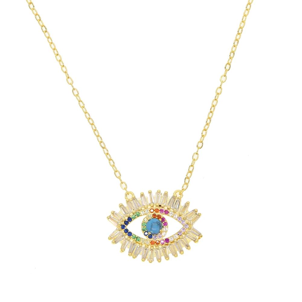 Женское Ожерелье с кулоном из циркона evil eye золотистого цвета размеры 41 + 5 см