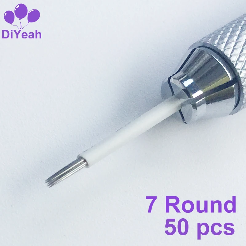 50 шт. 7 круглых игл для ручной ручки полуперманентный макияж ручная ручка тумана