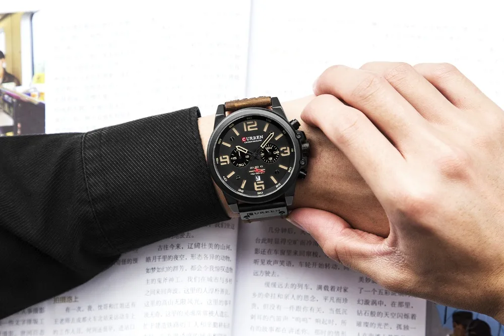 DHL Free Shipping 50pcs/lot CURREN Fashion Watches Leather Chronograph Quartz Men's Watch Business Casual Date Male Wristwatch | Наручные