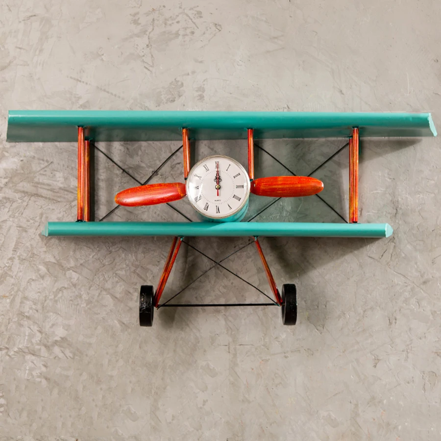 Большие настенные часы с 3d самолетом металлические бесшумные в скандинавском