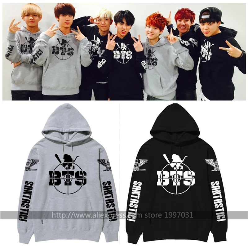 KPOP BANGTAN мальчики SANTASTIC SUGA JIN JIMIN V JHOPE JUNGKOOK рапмонстер имя тот же стиль толстовки|hoodie