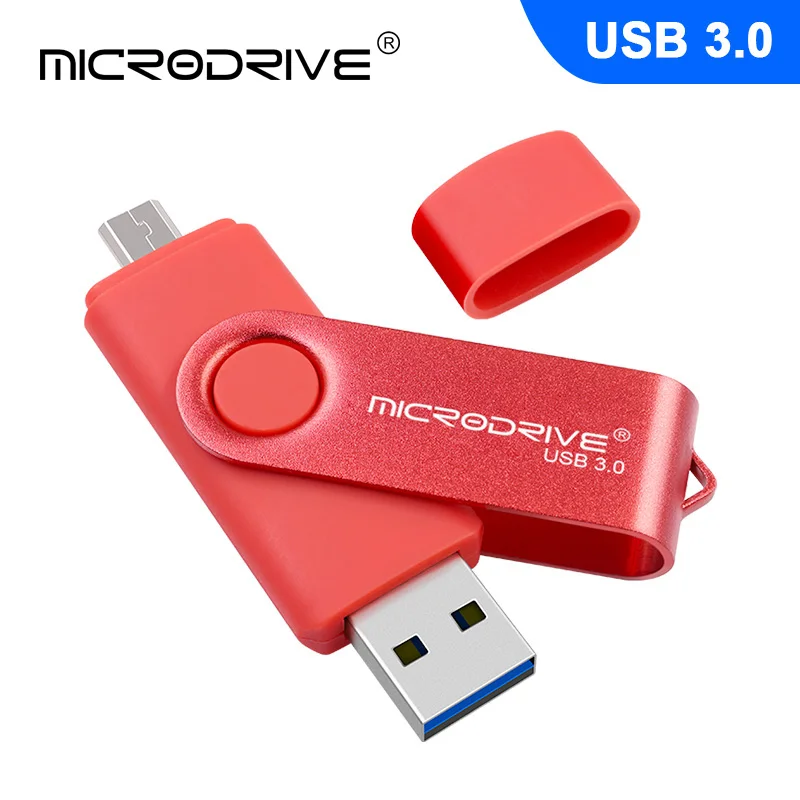 Красный USB 3,0 OTG флеш-накопитель высокоскоростной USB флеш-накопитель 128 Гб 64 Гб Внешняя карта памяти 32 Гб 16 Гб микро USB флешка - Цвет: Красный