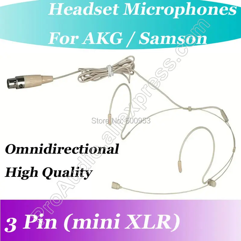 Беспроводная гарнитура Pro Micwl ( mini XLR 3Pin) бежевый микрофон для AKG Samson Gemini