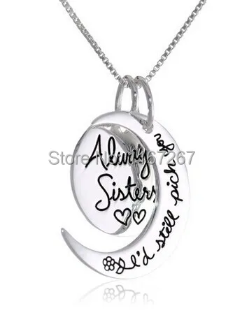 Новое поступление 2014 ожерелье из двух частей с кулоном всегда сестры я бы тебя