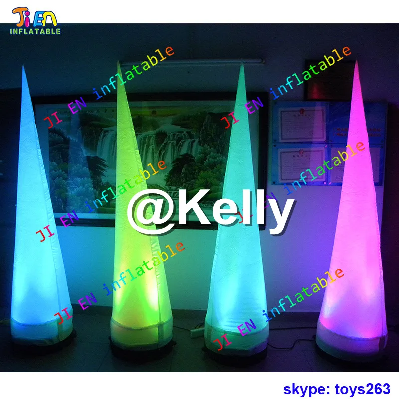 Бесплатная доставка двери Красочный светодиодный надувной конус для украшения