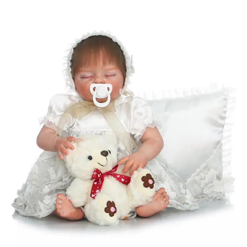 55 см bebe reborn высокое качество девочка Кукла младенцы мягкие силиконовые детские