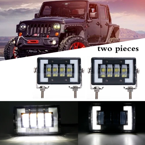 two pieces Вт светодио дный 24 Вт DRL светодиодные фары Противотуманные фары Offroad 4WD внедорожник 12 В в В 24 В для ATV внедорожник Грузовик Экскаватор дорожный каток - Цвет: two pieces