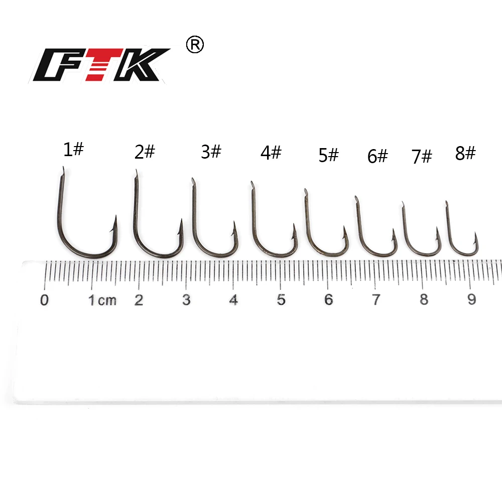 FTK 100 шт./лот Новый плоский круглый крючок с зазубриной 421BR Размер 1 # РАЗМЕР 8