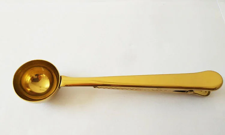 Gold Кухонные принадлежности кофейная ложка снэк-герметизация зажим из нержавеющей стали фруктовый инструменты для выкапывания измерительный Подставка для ложки Кухонные гаджеты - Цвет: Gold
