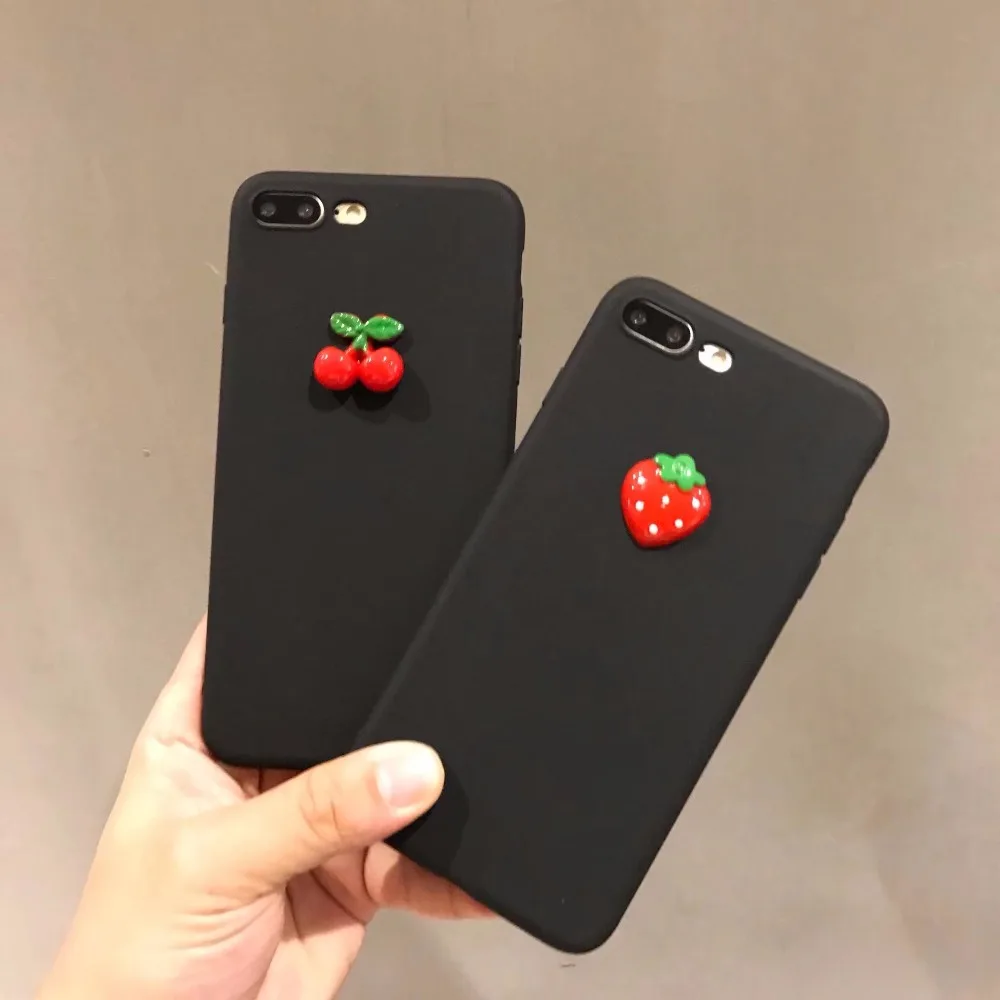 Для Iphone 7 чехол Новая мода ручной Прекрасный Cherry Черный силиконовый для plus