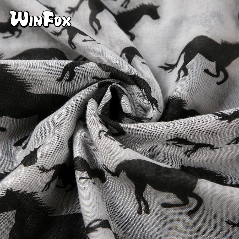 Женский шарф с принтом животных Winfox розовый серый черный шаль единорога мягкий