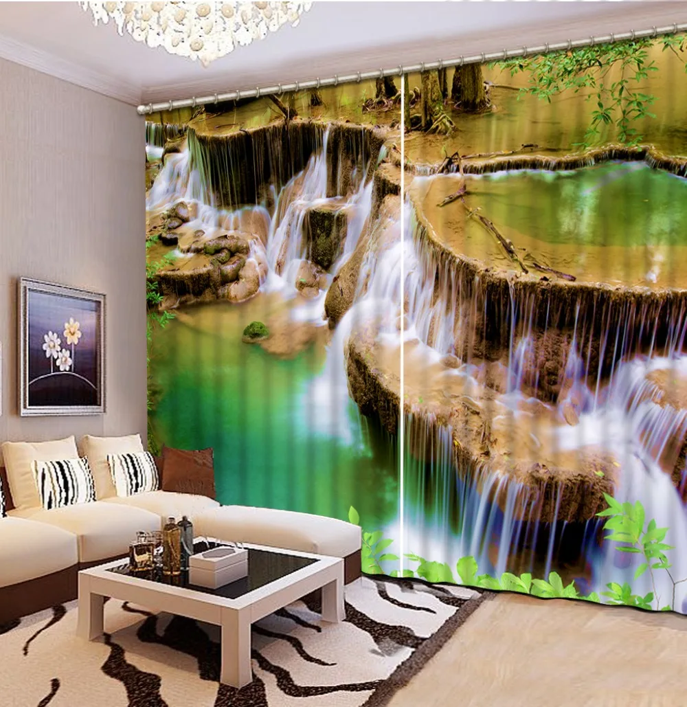

Modern Print hd waterfalls 3d Curtains Photo Blackout Window Curtains for Living Room Bedroom