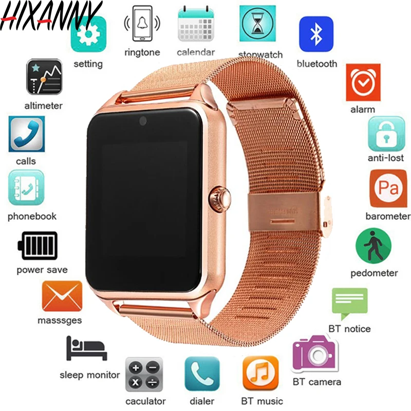 Умные часы GT08 Plus металлический ремешок Bluetooth наручные поддержка sim карты TF Android и