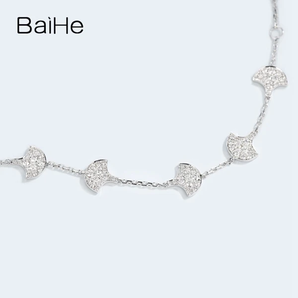 BAIHE Solid 14 K белое золото 1.33ct Сертифицированный H/SI натуральные бриллианты свадебные женские модные ювелирные изделия Подарочный браслет