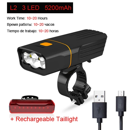L2 5200 Set 3 NEWBOLER 3 светодиодный велосипед светильник спереди L2 USB Перезаряжаемые 18650 Батарея держатель 360 с сзади светильник комплект горный велосипед светодиодный головной светильник крепление - Цвет: L2 5200 Set 3