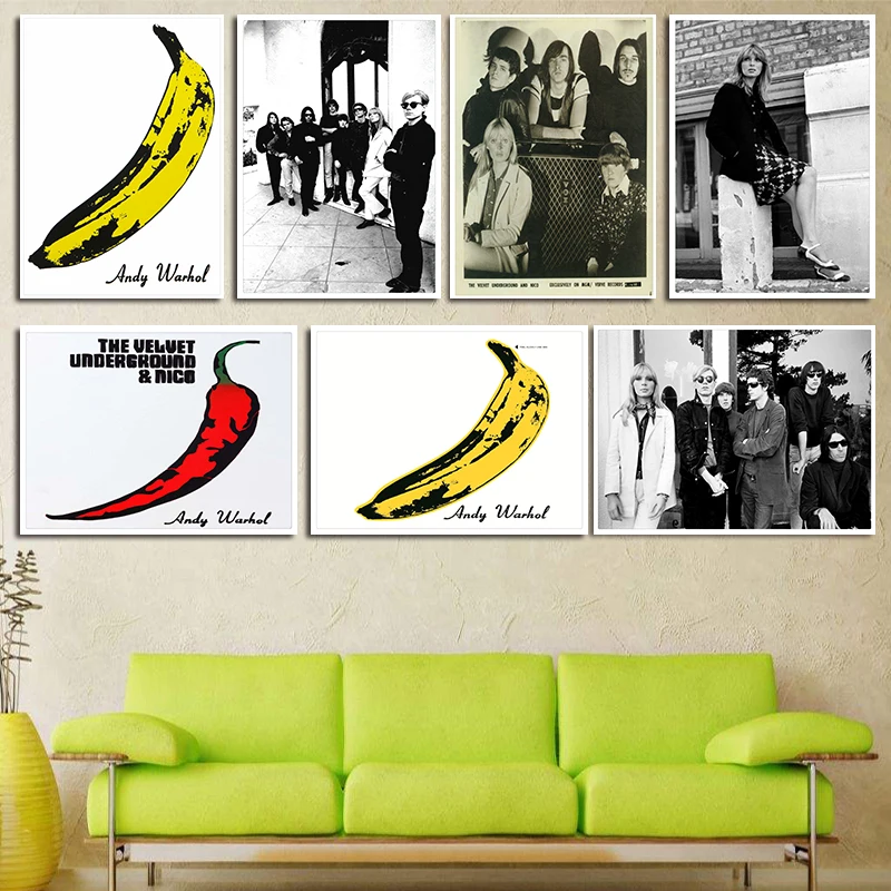 Банан Энди Warhol бумажный постер музыка рок бренд для бара белая крафт-бумага