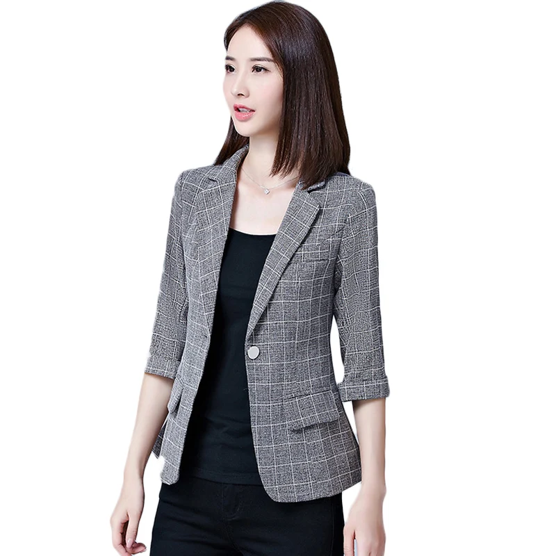 Новый Модный женский тонкий костюм клетчатая куртка 2018 зима осень женские s